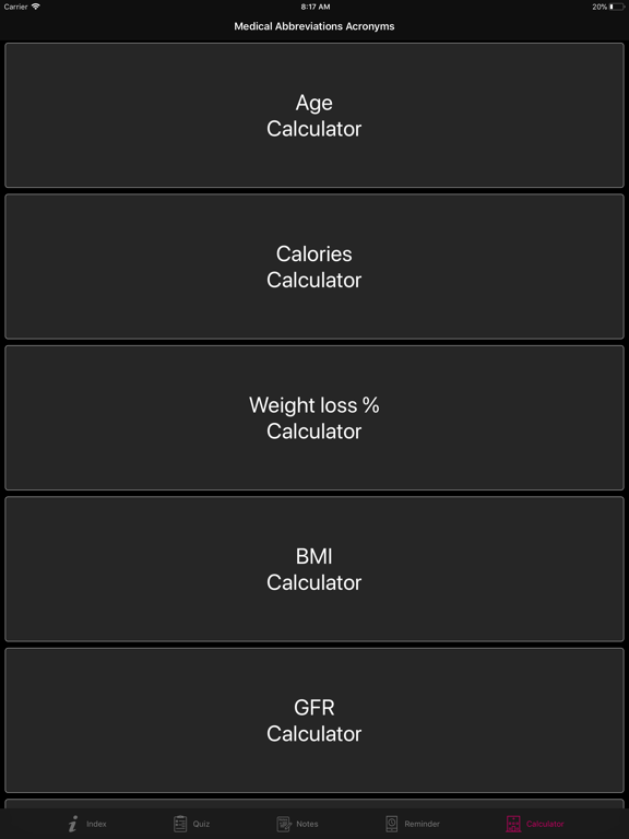 Medical Abbreviations Acronyms iPad screenshot