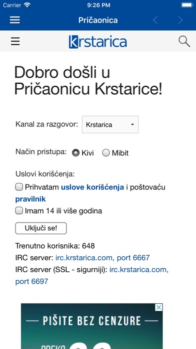 Krstarica chat mobile