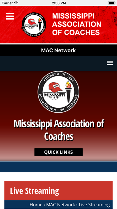 Mississippi Assoc. of Coaches Screenshot