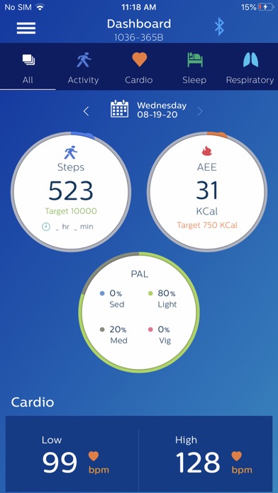 Philips Health band Screenshot