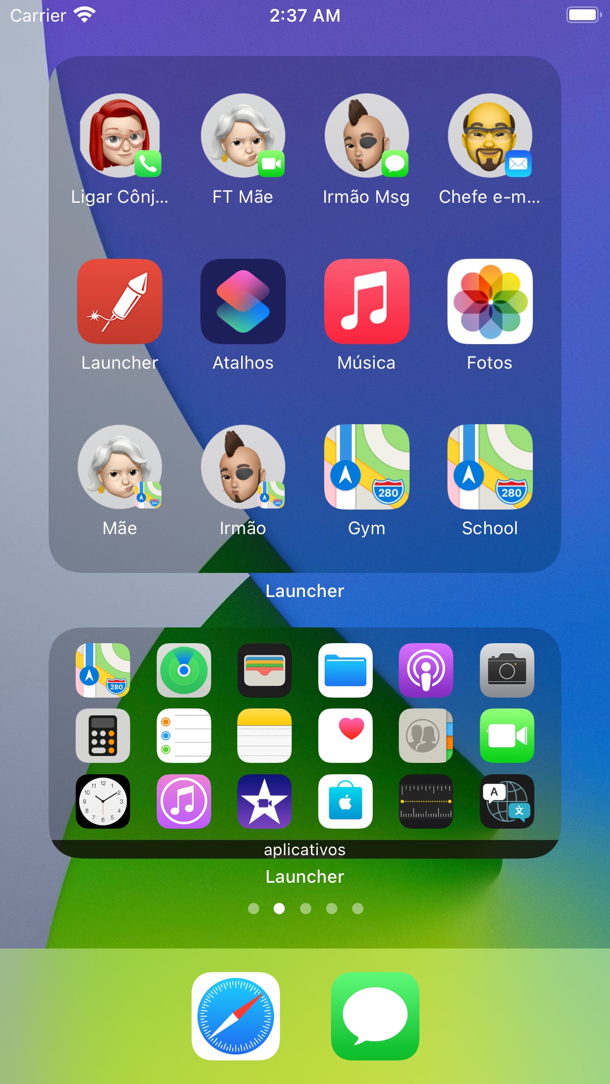 Screenshot do app Atalho com vários widgets