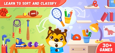Games for Kids 4-5 Years Old - This tool helps young learners master sorting and classification skills with a variety of everyday objects, including sports equipment and school supplies, organized into logical categories.