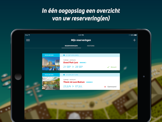 Corendon.nl iPad app afbeelding 1