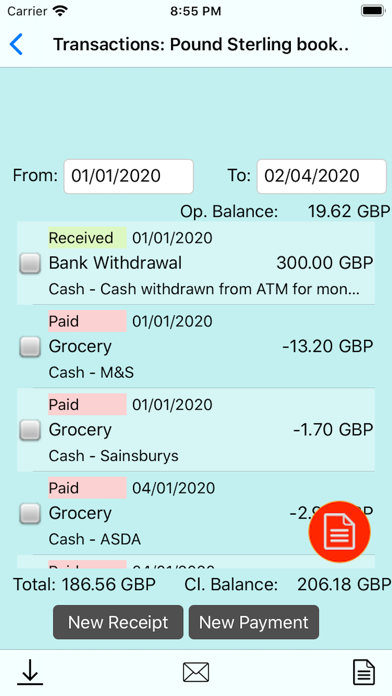 Pocket CashBook screenshot 2