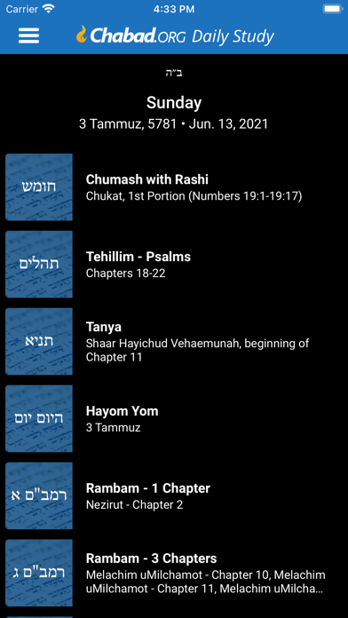 Chabad.org Daily Torah Study Screenshot