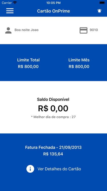 Cartão OnPrime