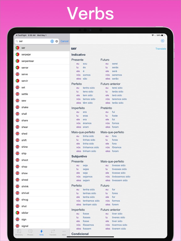Portuguese Translator + iPad screenshot 5 - Education app