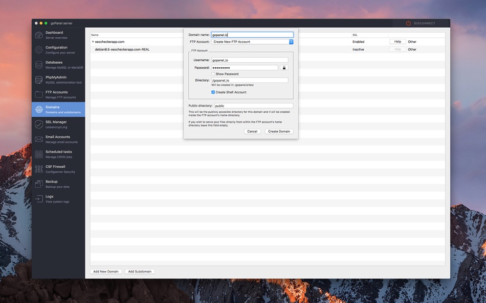 #8. goPanel 2 - Web Server Manager (macOS) Podle: Global Web SRL