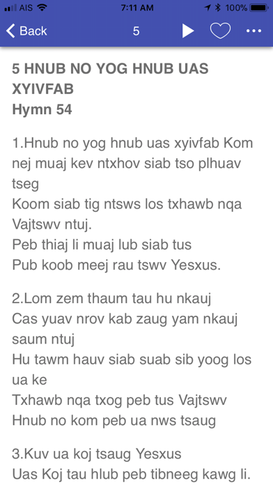 Hmong SDA Hymnal Screenshot