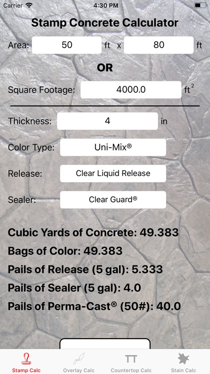 Stamp Concrete Calculator