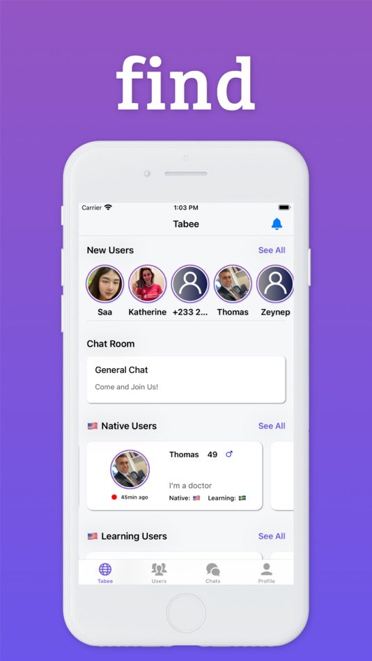 #1. Tabee – Language Exchange Chat (iOS) 来自: Sevban Kocabas