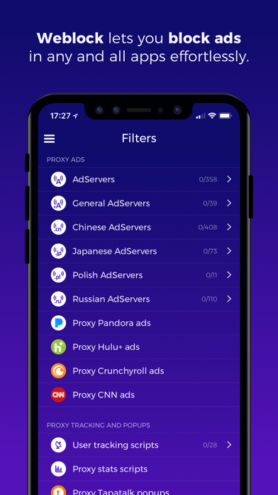 Weblock: adblock & proxy Screenshot