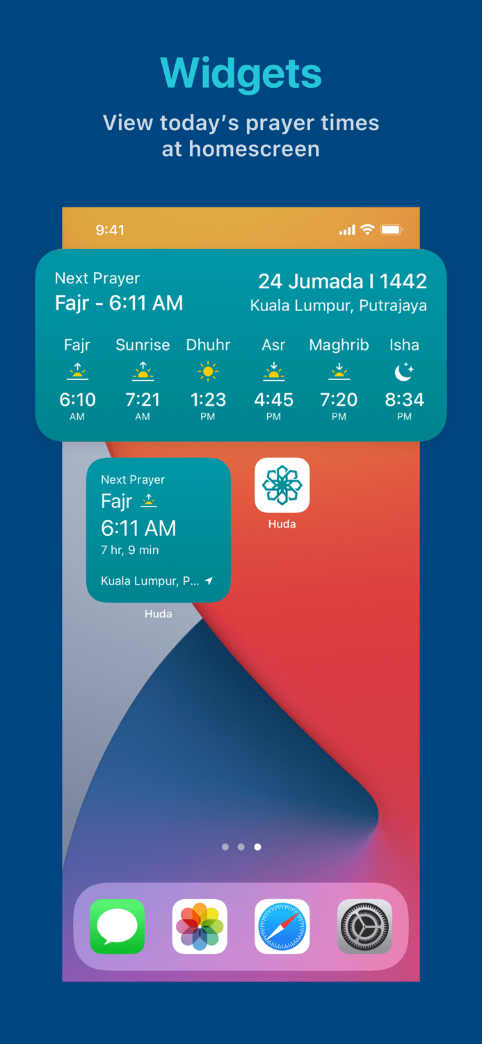 Huda Prayer Times and Al-Quran