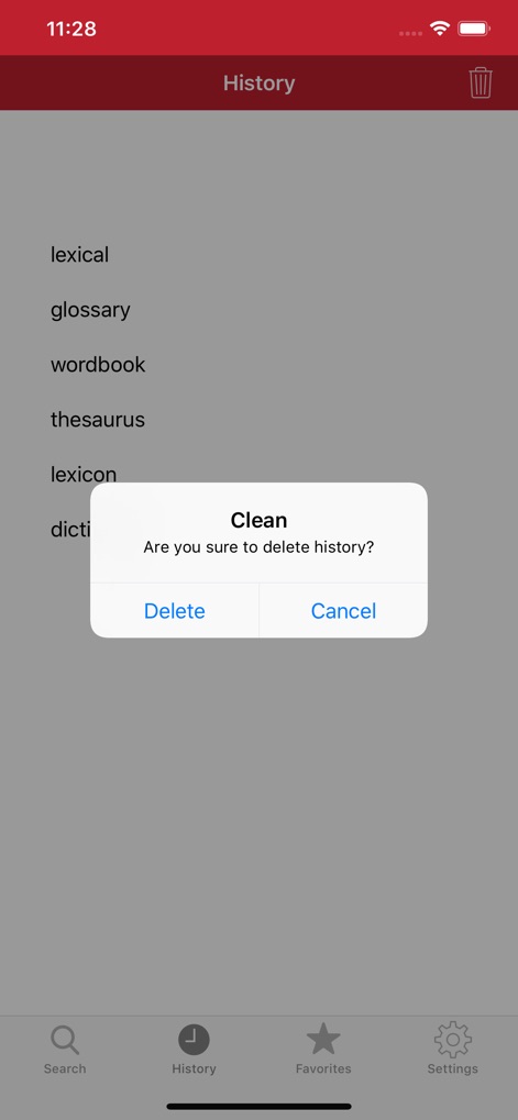 Tureng Dictionary - Confirm the deletion of an entire search history with a clear prompt, offering complete control over your data.