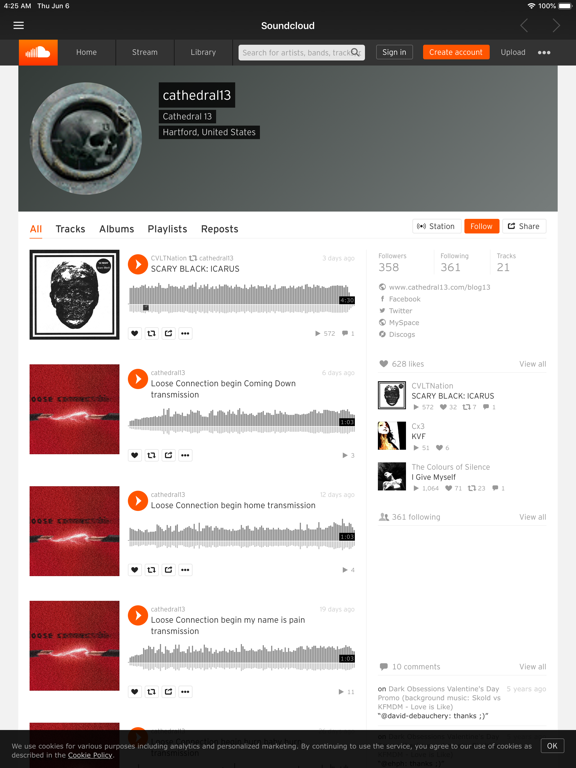 Cathedral 13 iPad screenshot 5 - Music app