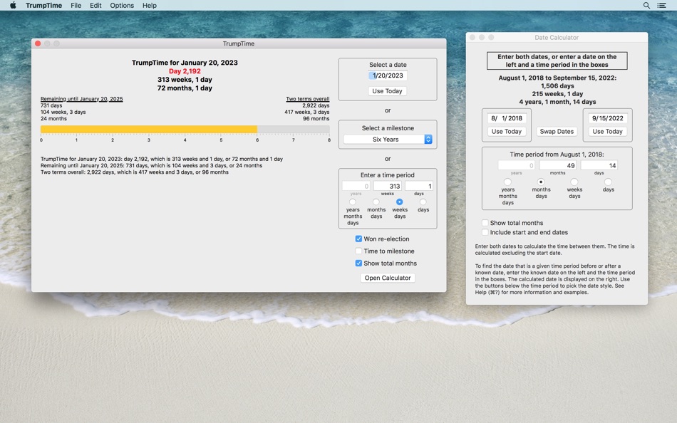 #2. TrumpTime Date Calculator (macOS) By: Jonathan Blau
