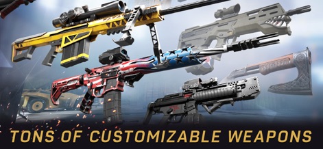 Warface GO: Combat strike zone - Players can explore a vast arsenal of weapon types, from assault rifles to axes, each featuring diverse and eye-catching customizable skins.