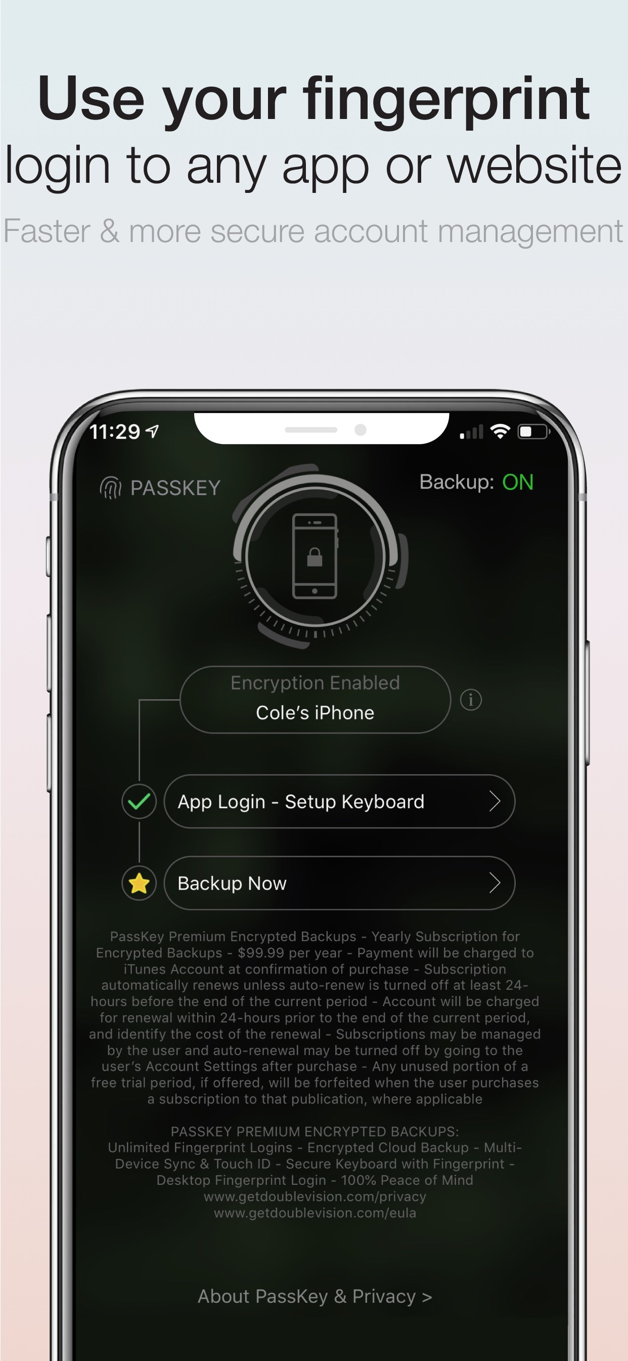 Fingerprint Login:PassKey Lock