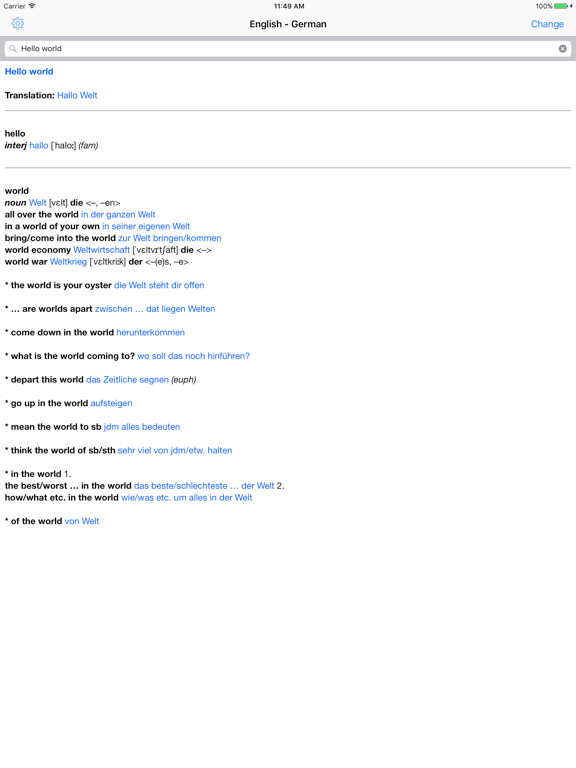 German Dictionary – Translator iPad screenshot 2 - Reference app