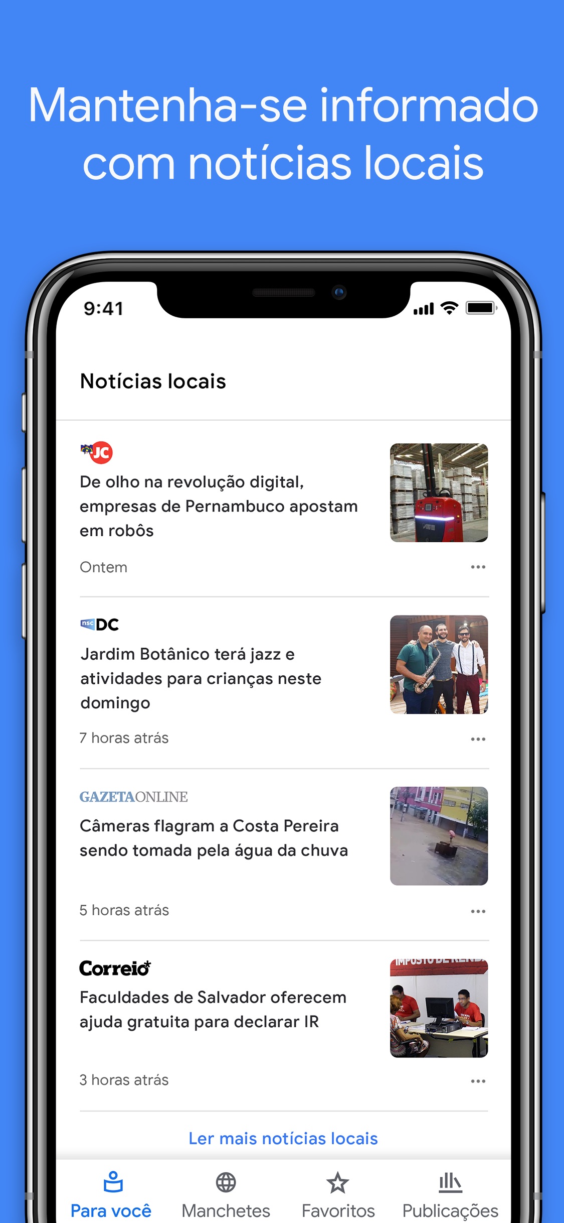 Screenshot do app Google Notícias