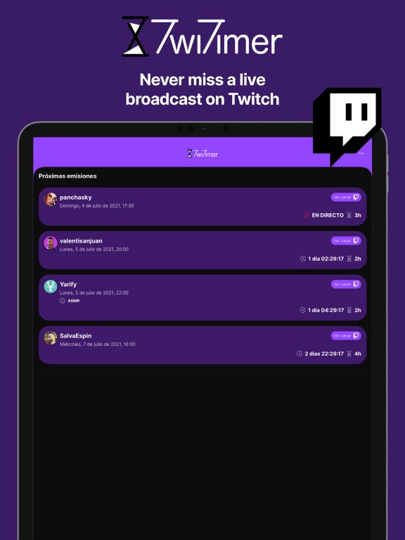 Twitimer: Twitch guide iPad screenshot 1 - Entertainment app