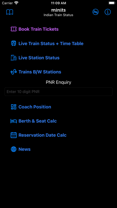 Indian Train Status - minits Screenshot