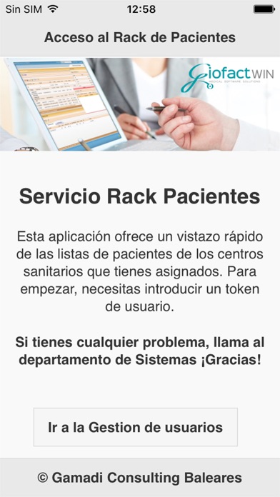 Giofactwin Patient Rack Screenshot