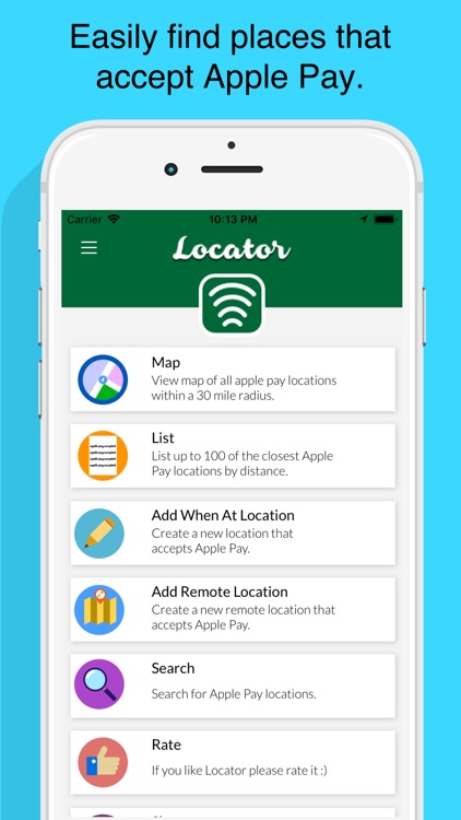 Locator for Apple Pay