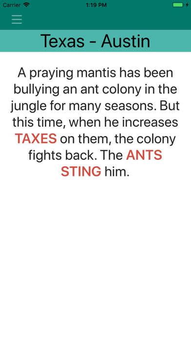 US State Capitals Mnemonics iPhone screenshot 2 - Education app