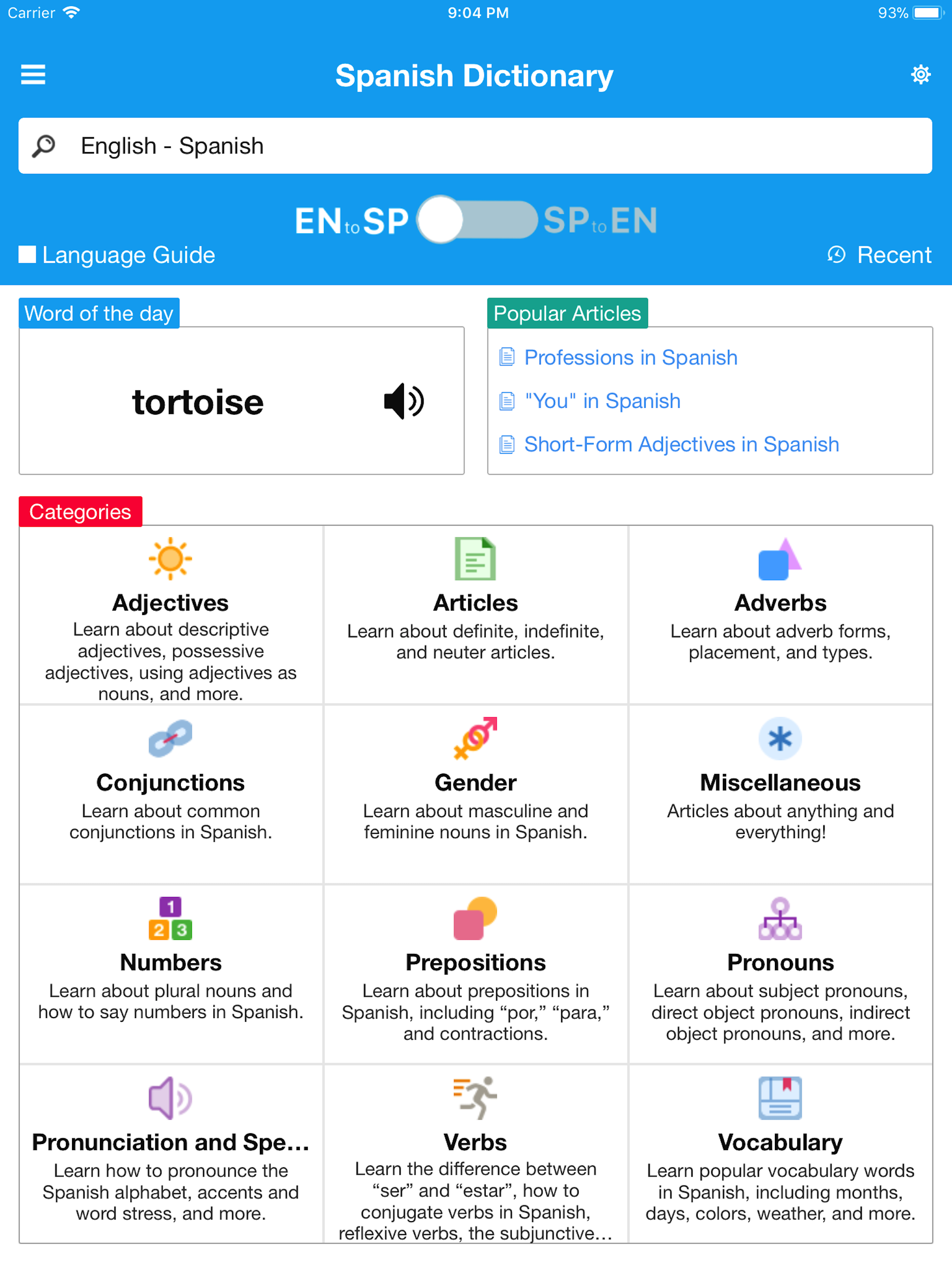 English - Spanish Dictionary