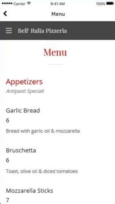 Bell' Italia Pizzeria Screenshot