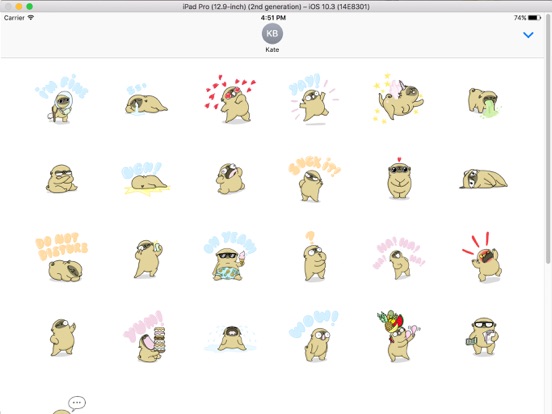 Mochi the pug iPad screenshot 2 - Stickers app