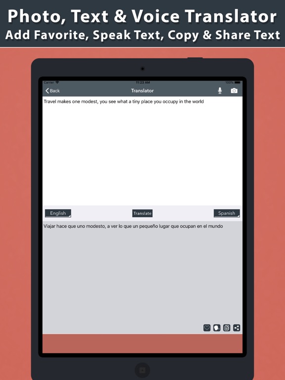 Photo, Text & Voice Translator iPad screenshot