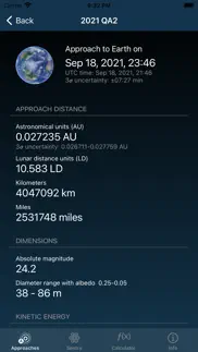 asteroid close approach iphone screenshot 2