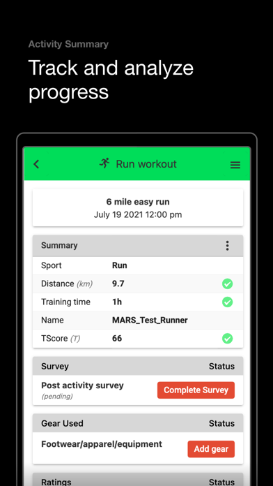Mobile Athlete Research System Screenshot