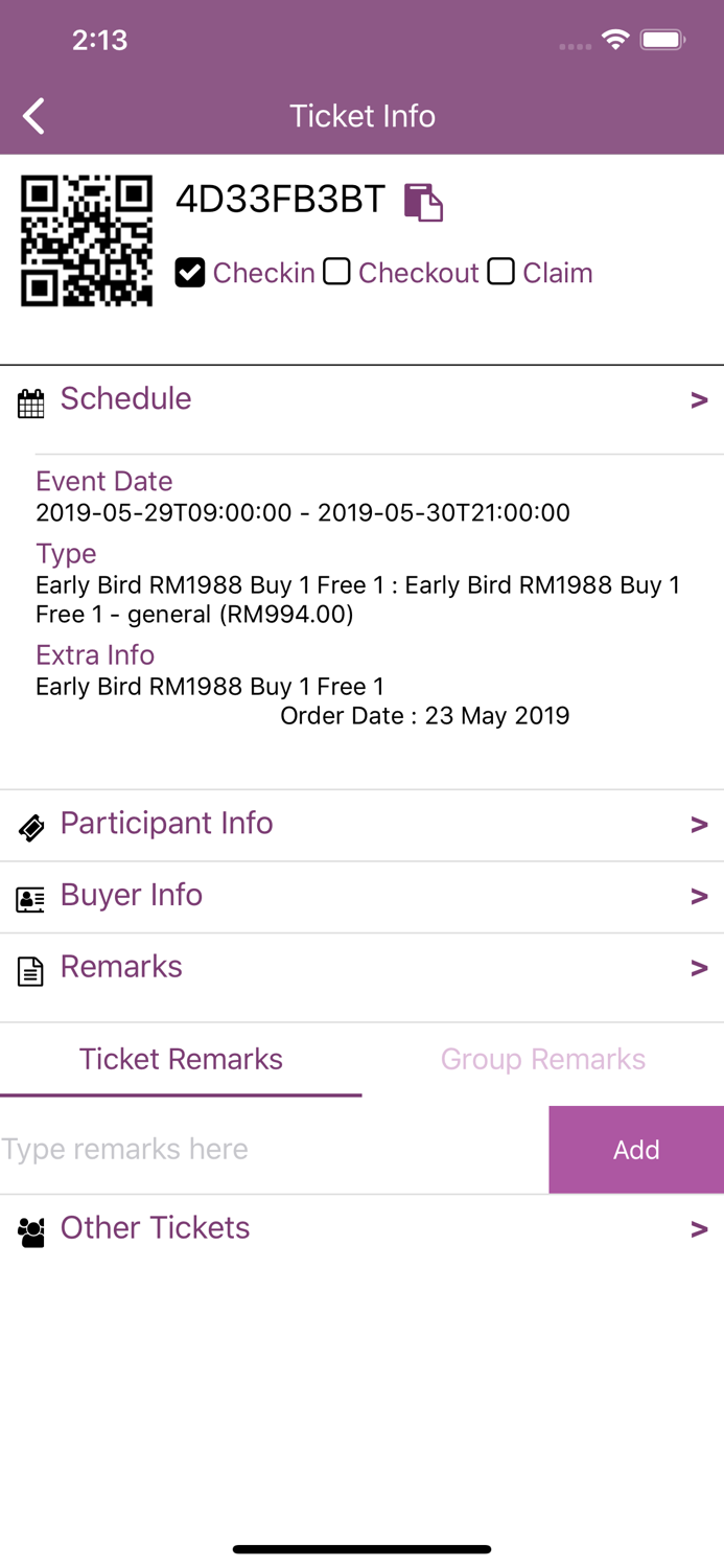 Ticket2u Check-in Manager