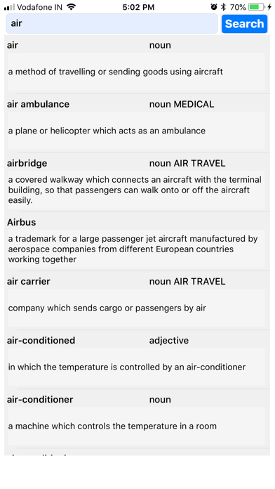 Travel & Leisure Dictionary Screenshot