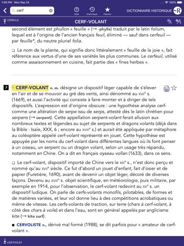Dictionnaire Robert Historique iPad screenshot