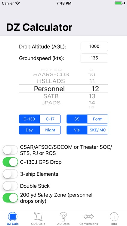 DZ Calc: Drop Zone Calculator