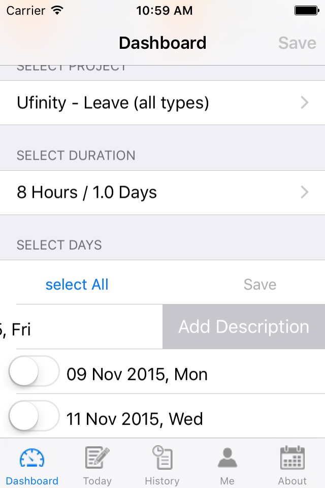 Ufinity Timelog screenshot 2