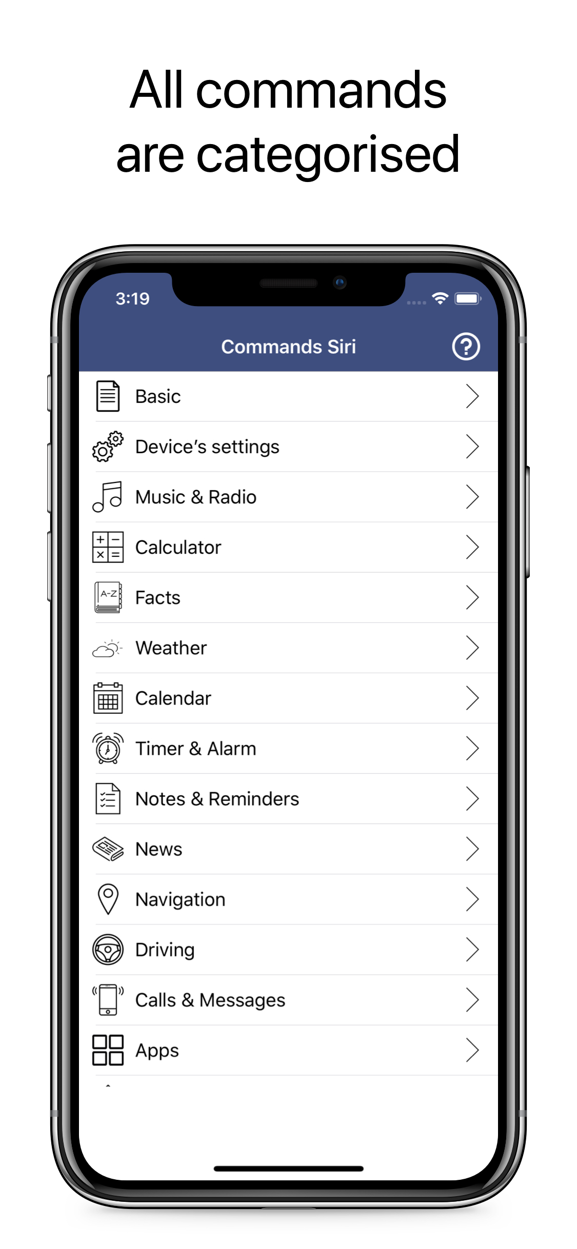 Commands for Siri