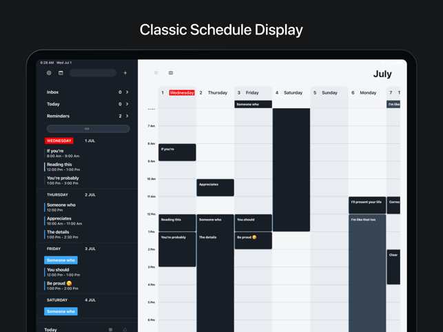Vantage Calendar Screenshot