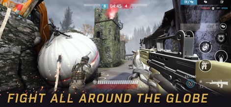 Warface GO: Combat strike zone - The game immerses players in diverse battlegrounds featuring varied terrain and tactical elements like the distinctive tower and red flare objective.