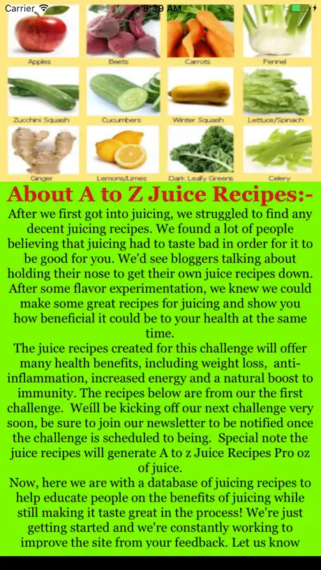 AZ Juice Recipes