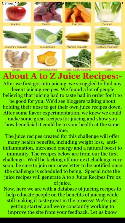 AZ Juice Recipes