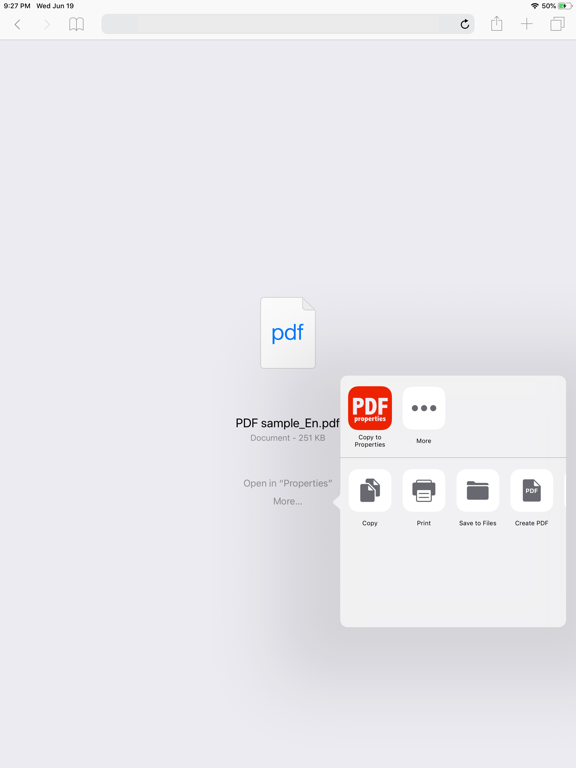 PDF Properties iPad screenshot