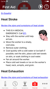 OSHA-NIOSH Heat Safety Tool screenshot