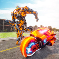 Flying Robot War Tron Bike 3d