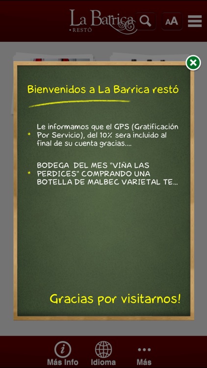 La Barrica restó Menú digital