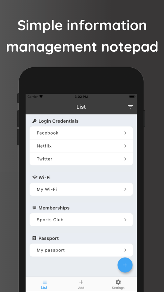 #1. Information Saver | MyInfo (iOS) 由: NAOYA ONO